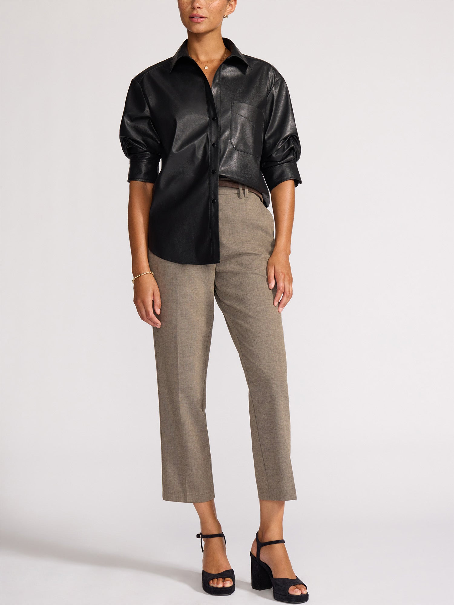 The Pia Vegan Leather Shirt - 7