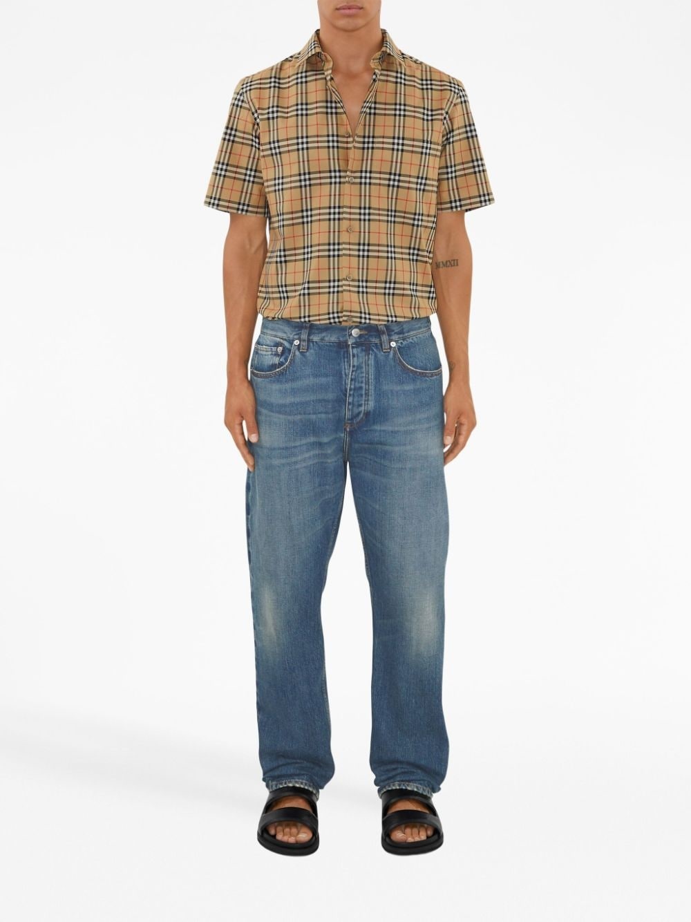 nova-check pattern cotton shirt - 2