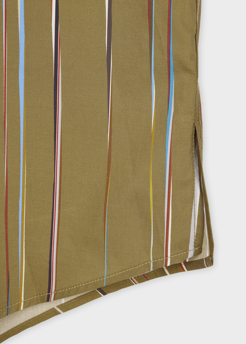 Paul Smith Women's Green 'Signature Stripe' Short Sleeve Shirt outlook