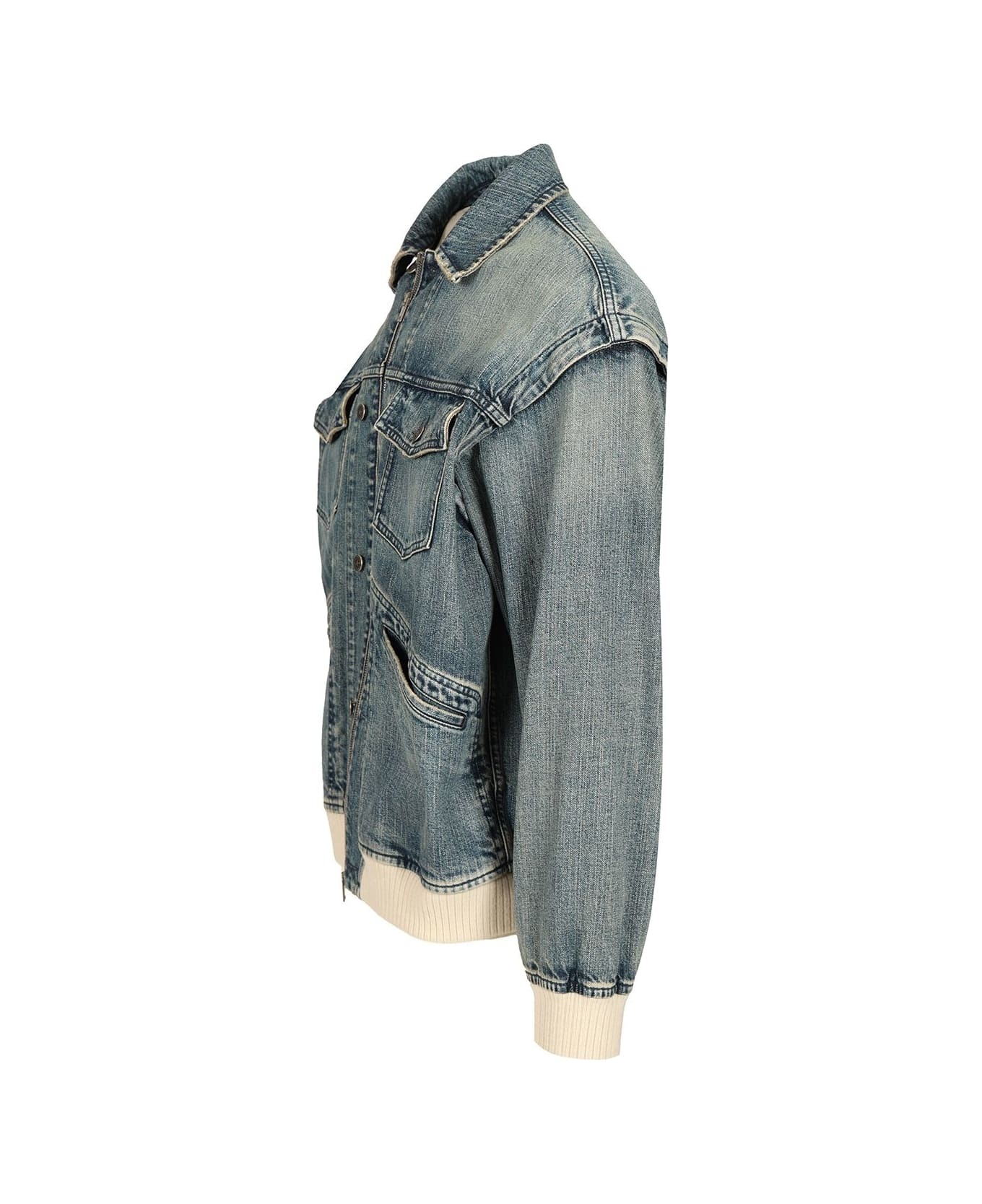 Journey M's Over Size Denime Jacket Nixon Sand Wash/ Knit Rib - 3