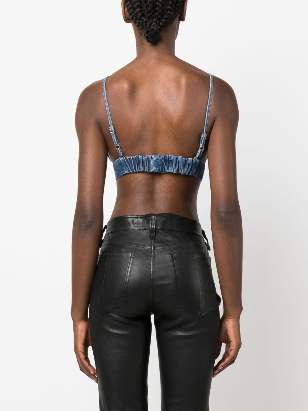 triangle-cup denim crop top - 4