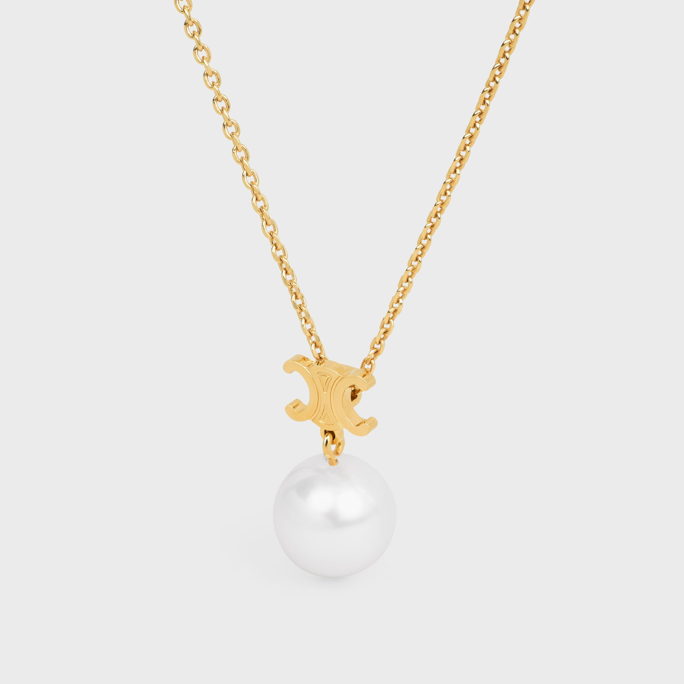 Les Perles Celine Necklace in Resin Pearl and Brass with Gold Finish - 2