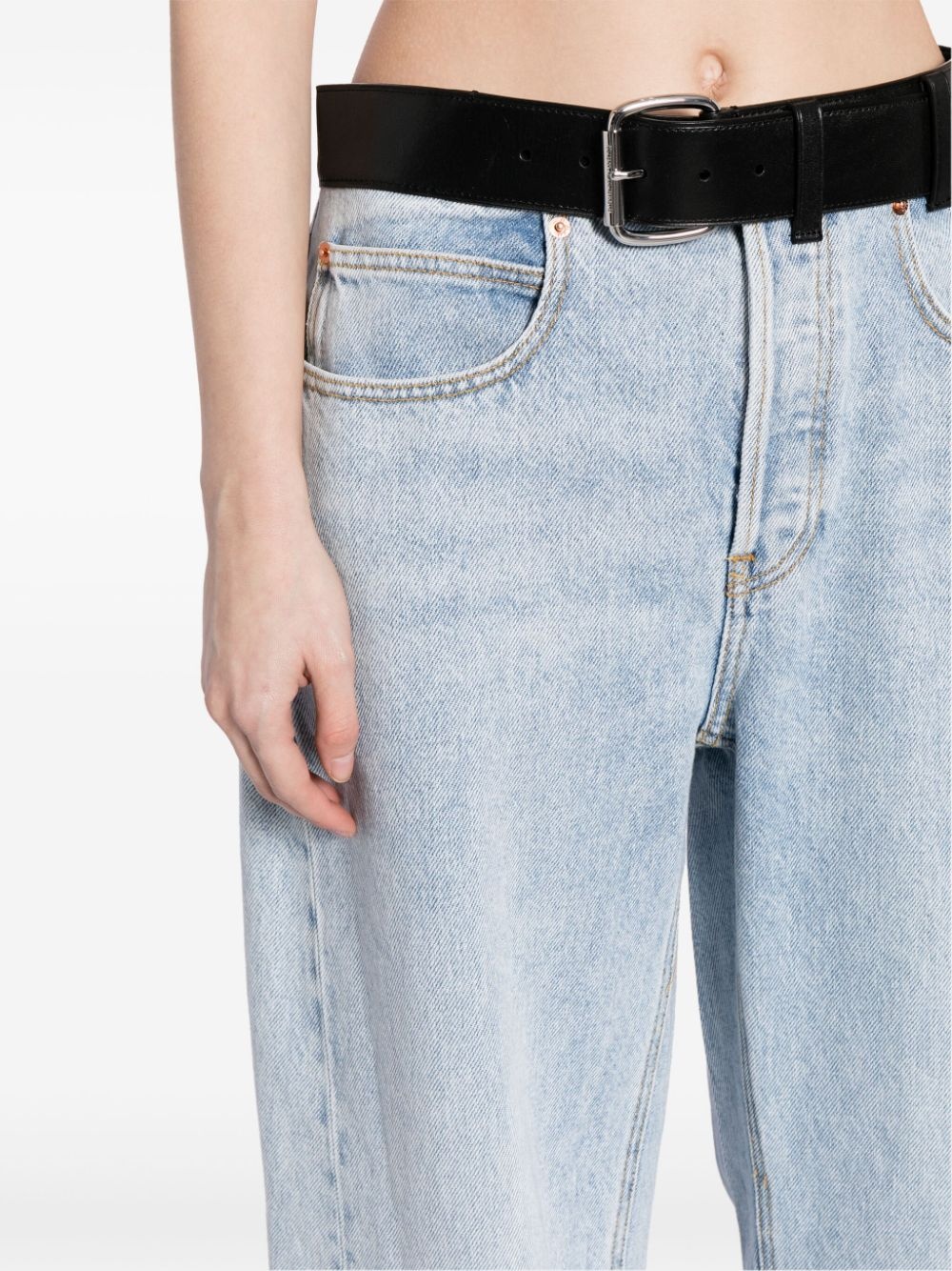 belted-waist wide-leg trousers - 5
