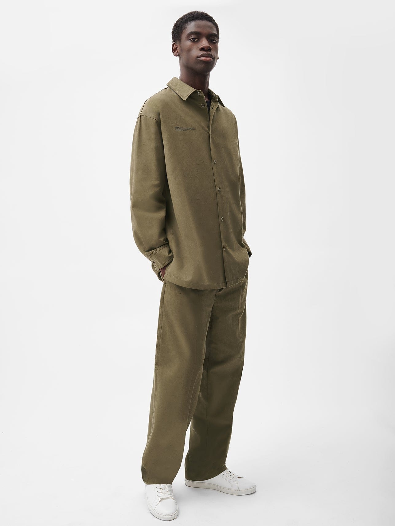 Cotton Linen Long Sleeve Overshirt - Soil Brown - 6