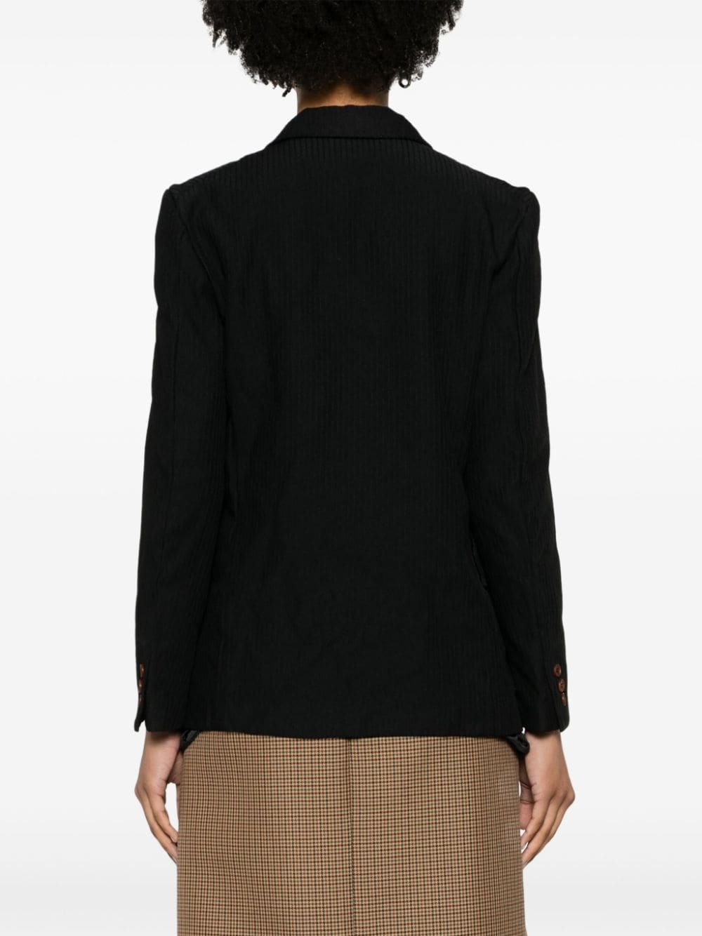 ribbed single-breasted blazer - 4