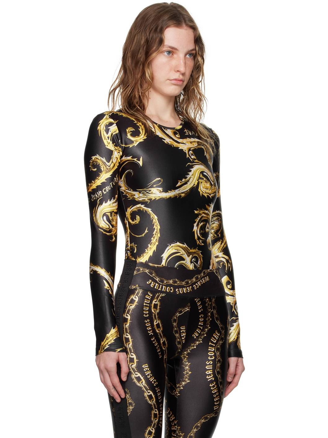 Black & Gold Chromo Couture Bodysuit - 2