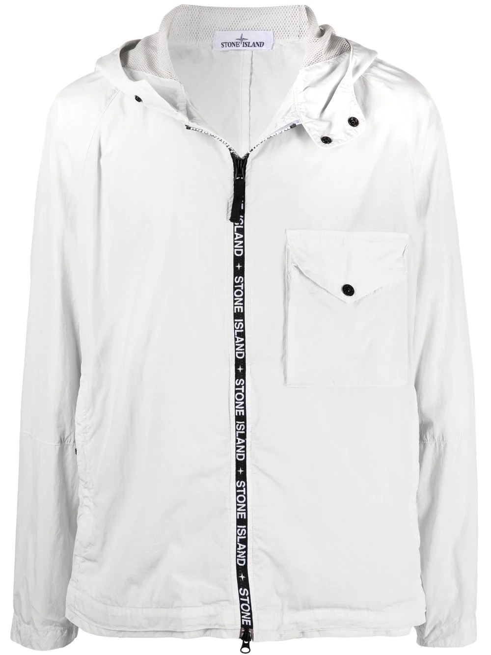 logo-trim zip-front hooded jacket - 1