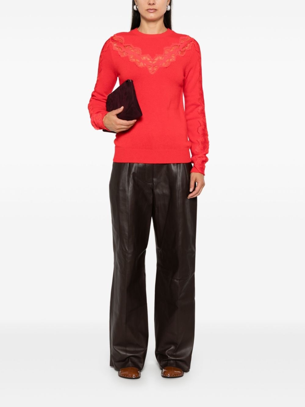 lace-detailed sweater - 2