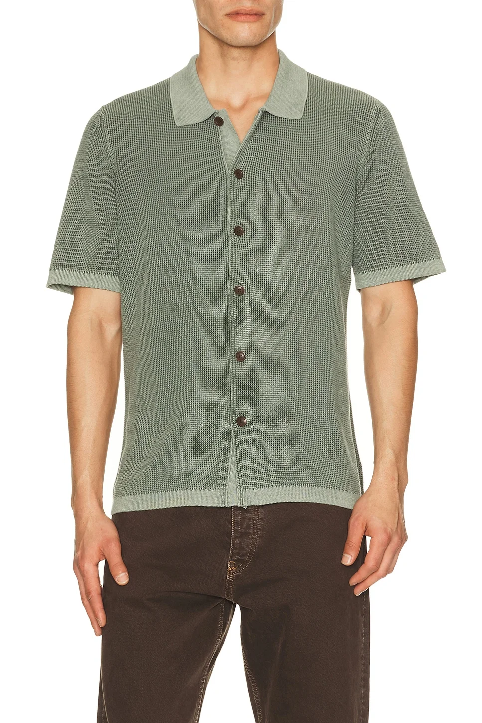 Short Sleeve Sunwashed Knitted Shirt - 1
