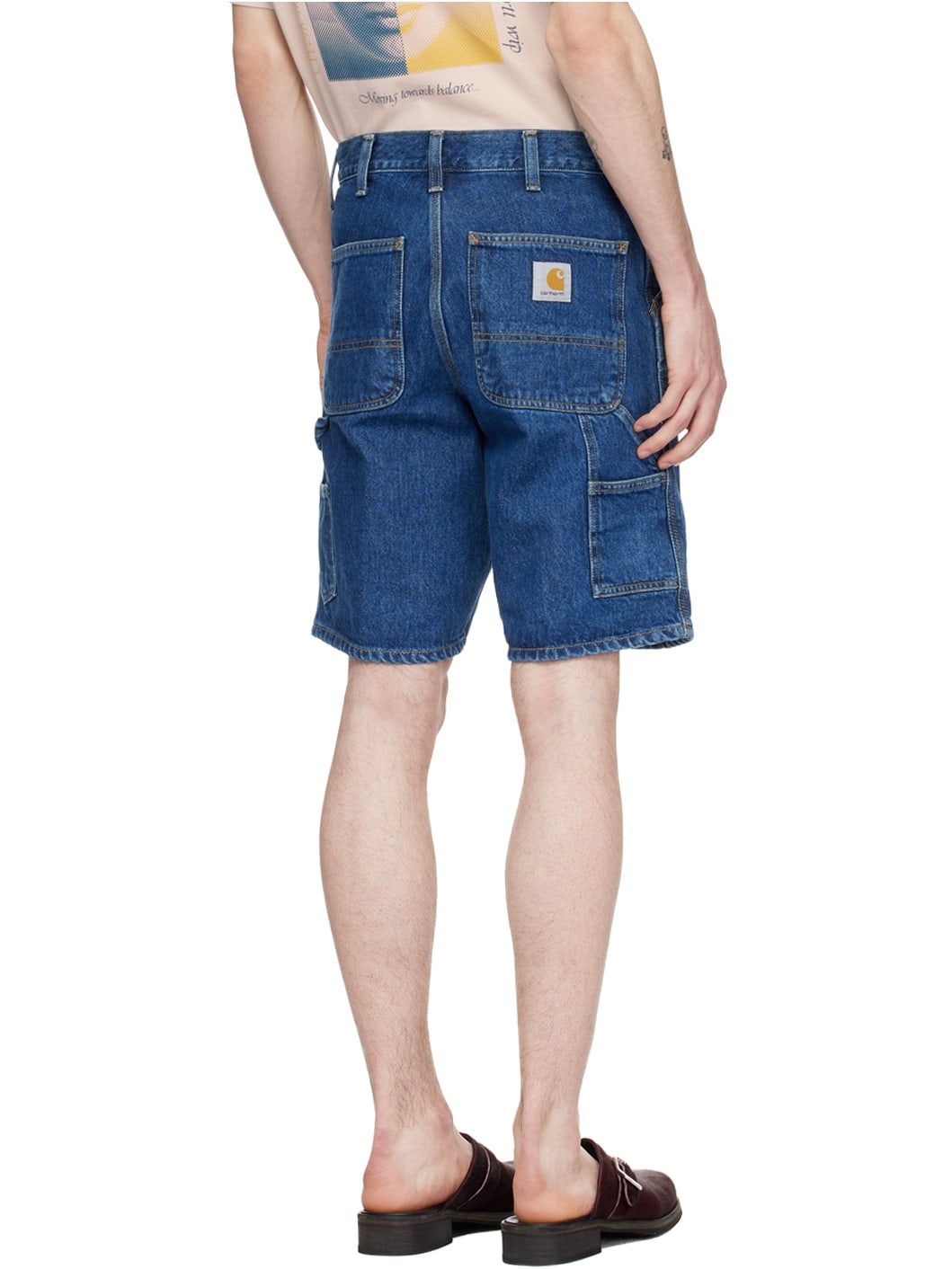 Indigo Single Knee Denim Shorts - 3