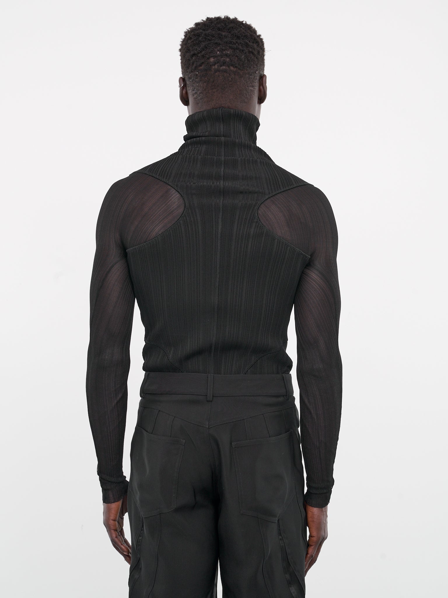 Rib-Knit Sheer Top - 3
