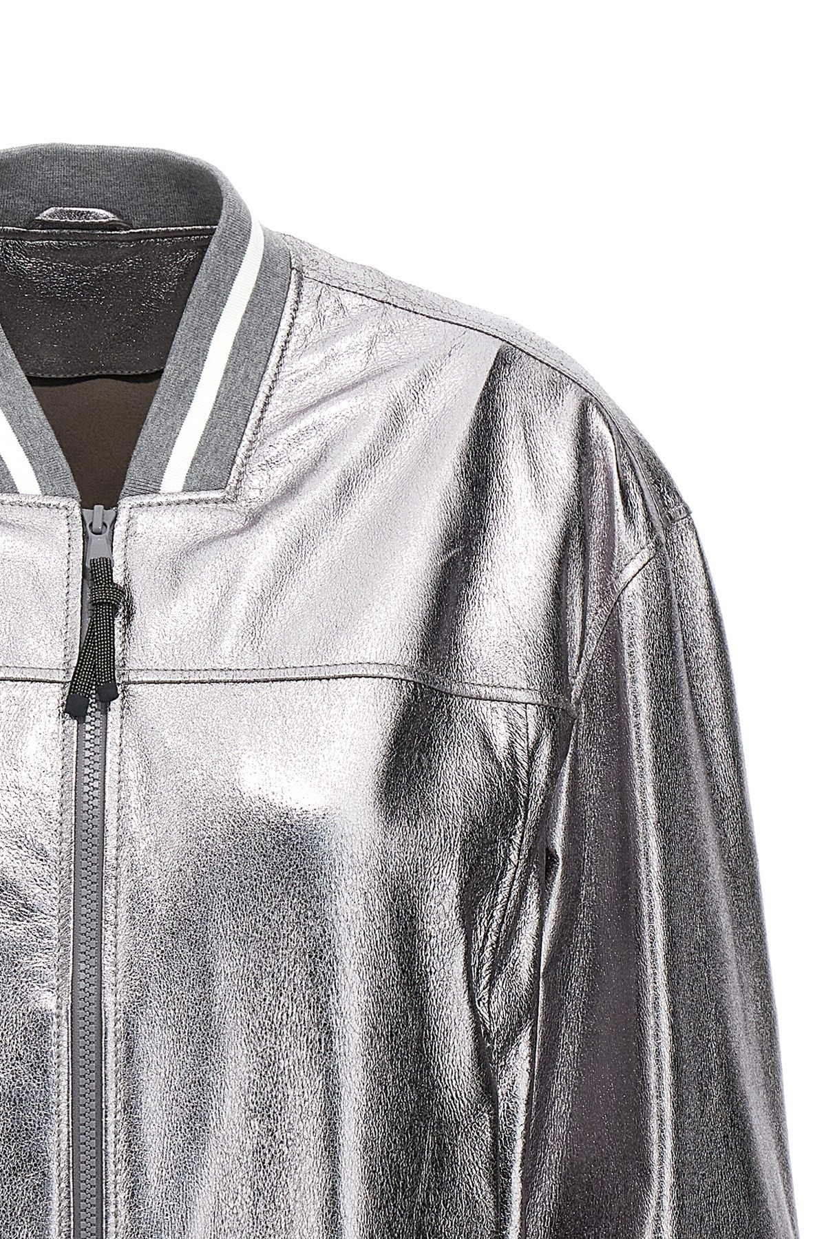 Laminated leather bomber jacket - 3