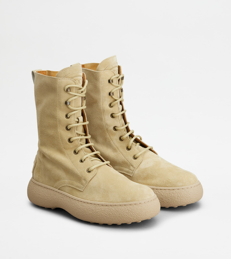 TOD'S W. G. LACE-UP ANKLE BOOTS IN SUEDE - BEIGE 4