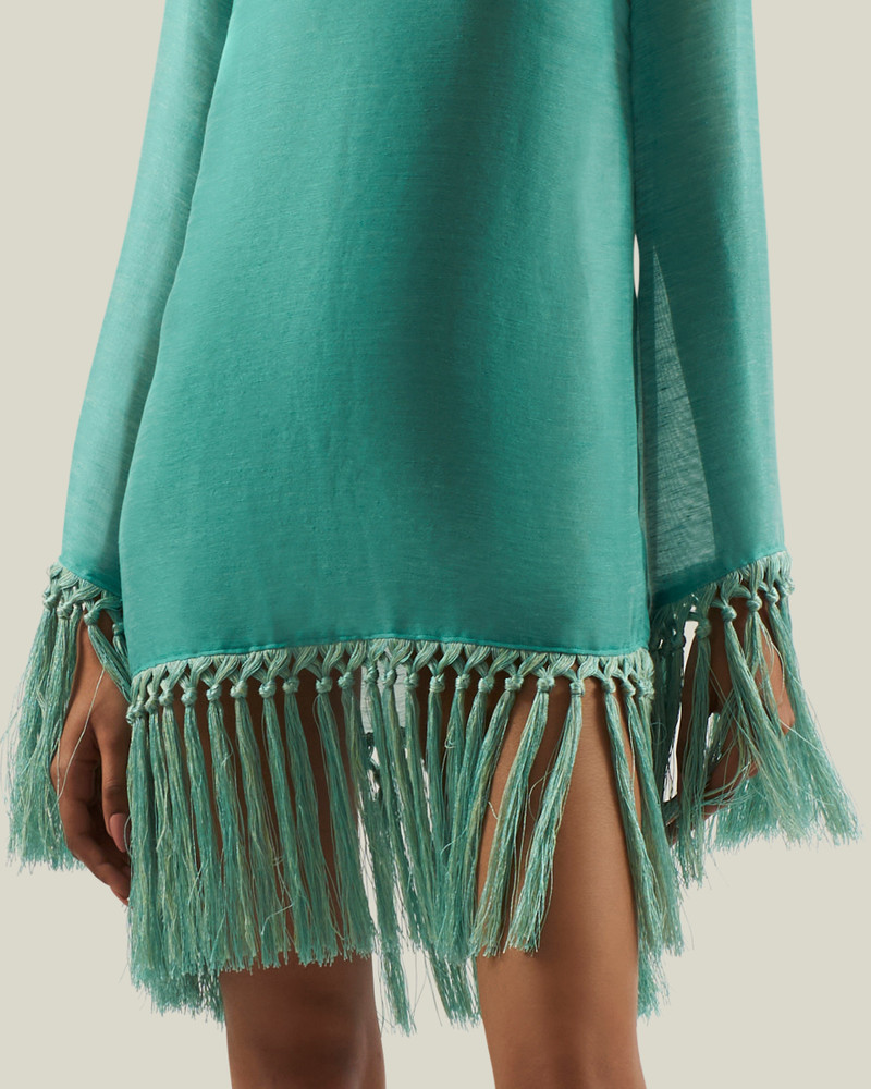 Claudia Dress Linen in Acqua 4