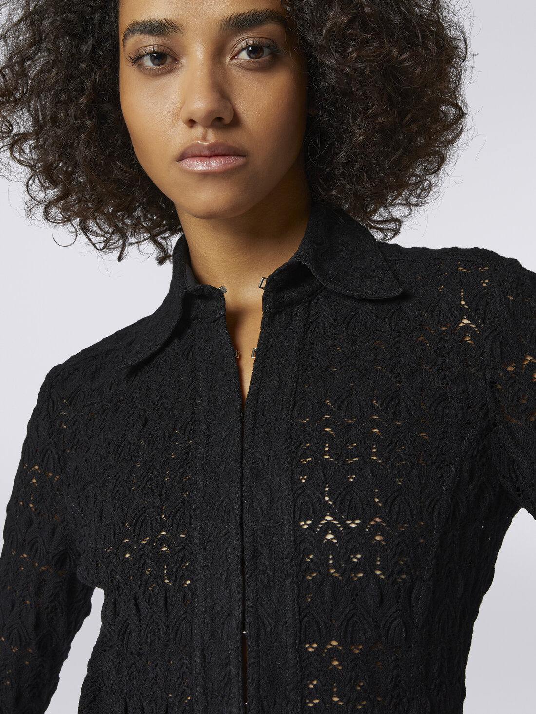 Viscose blend lace-effect shirt - 5