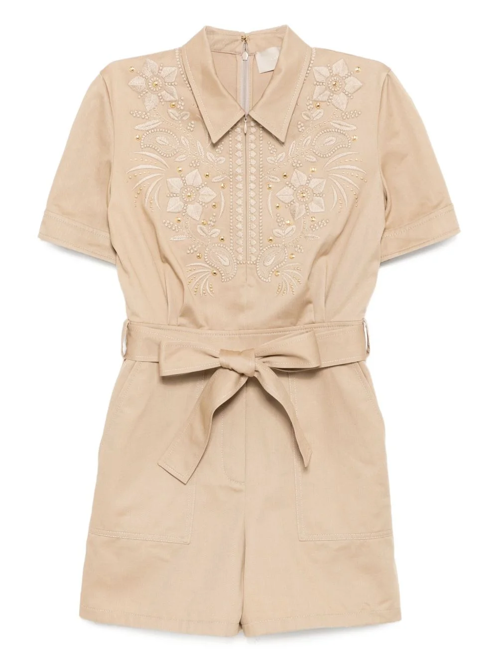 embroidered gabardine jumpsuit - 1