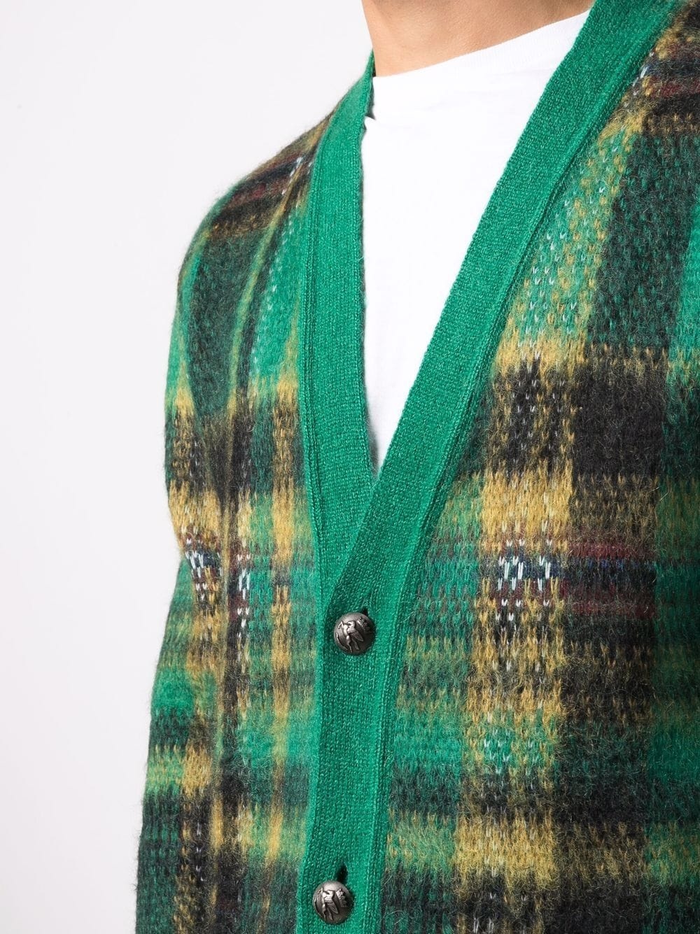 tartan-check knit cardigan - 5