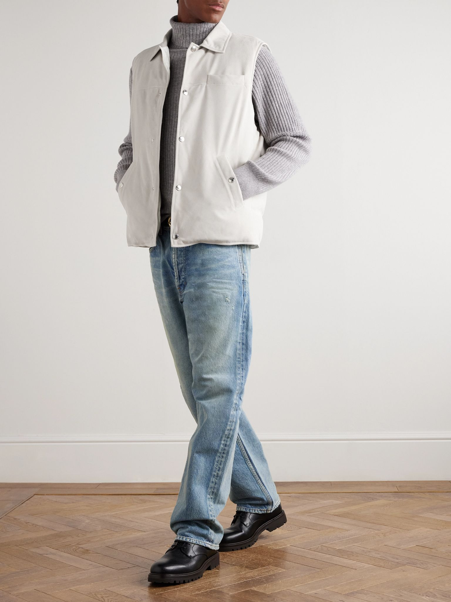 Suede Down Vest Cream - 2