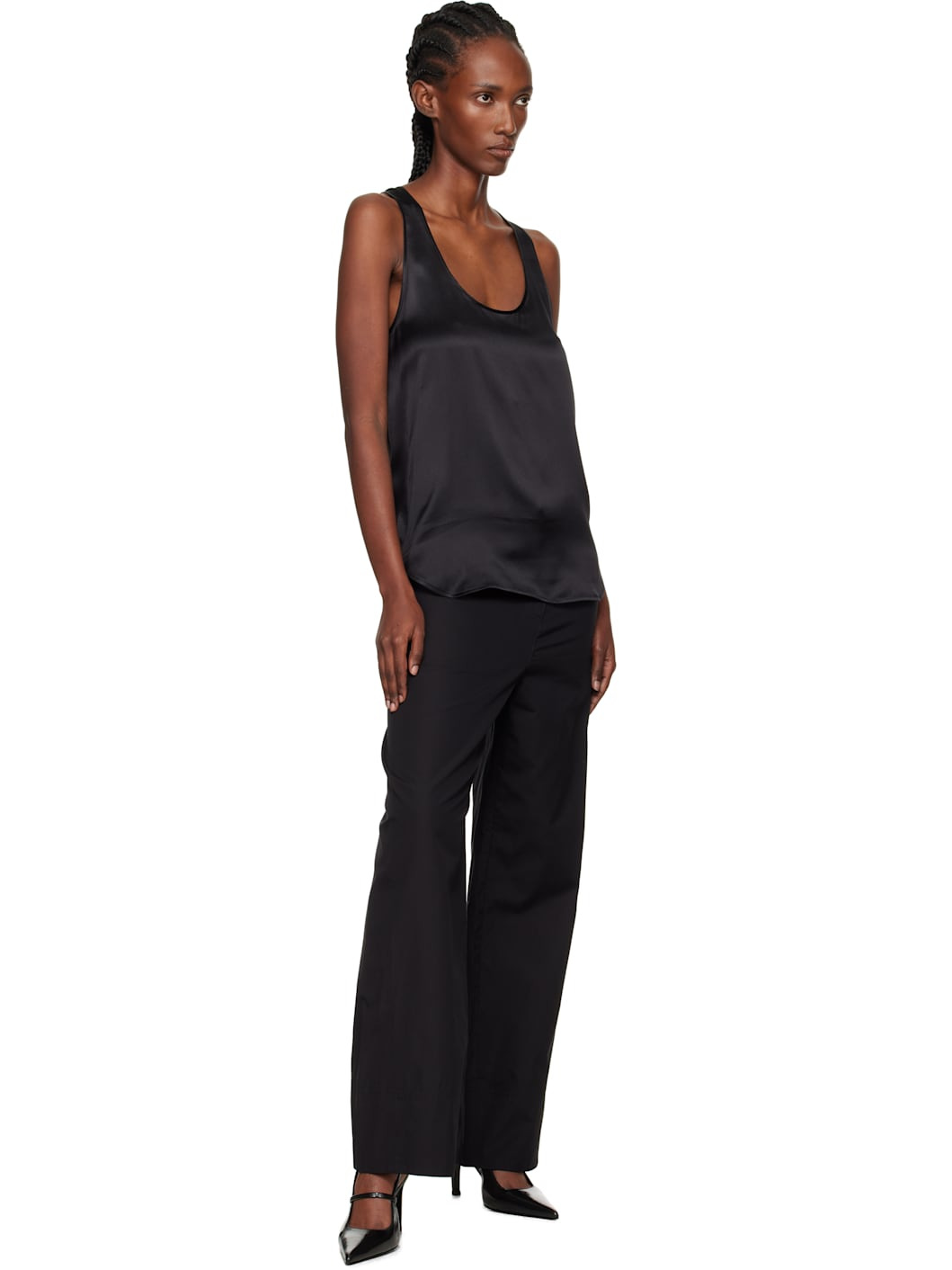 Black Silk Tank Top - 4