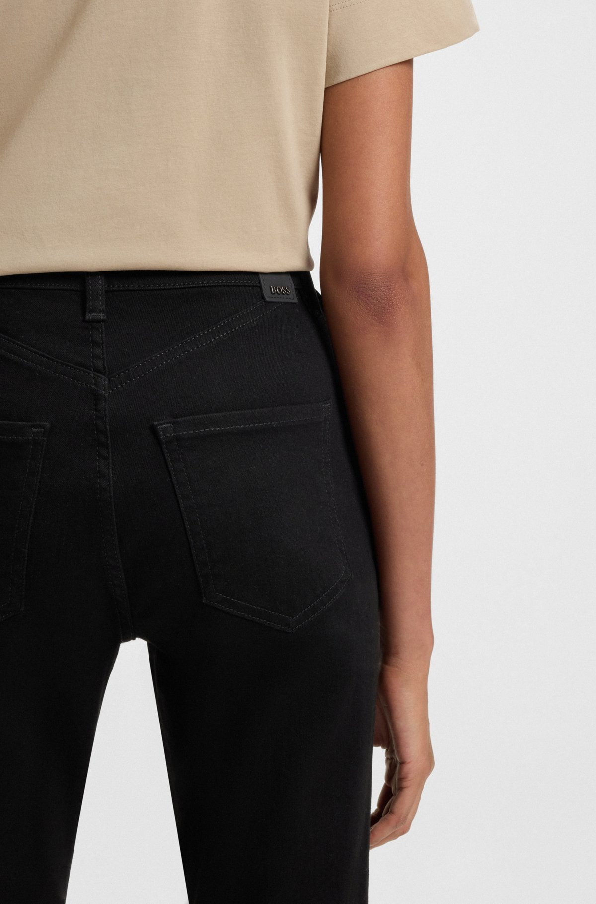 SLIM-FIT JEANS IN BLACK STRETCH DENIM - 5
