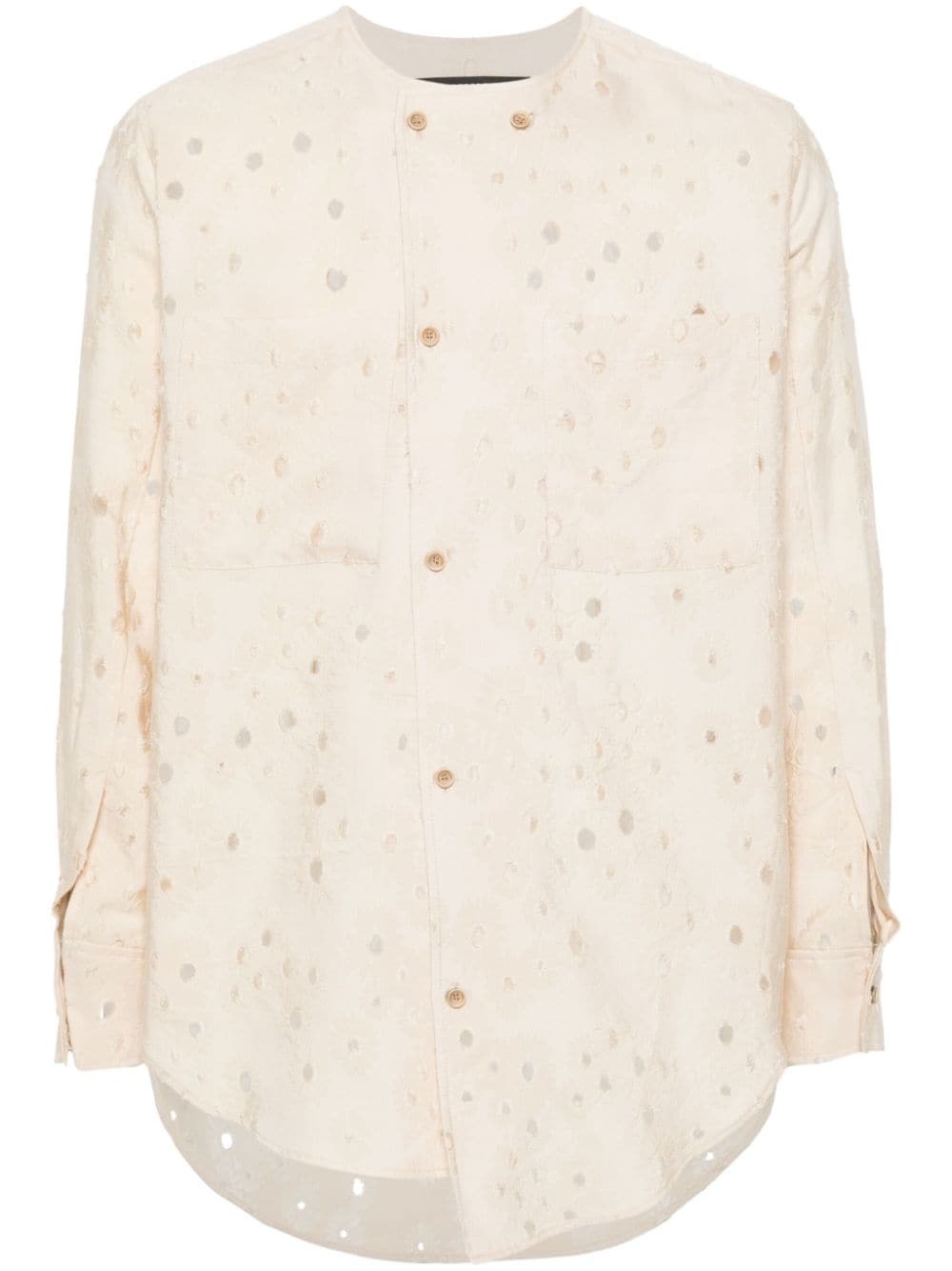 floral-jacquard long-sleeve shirt - 1