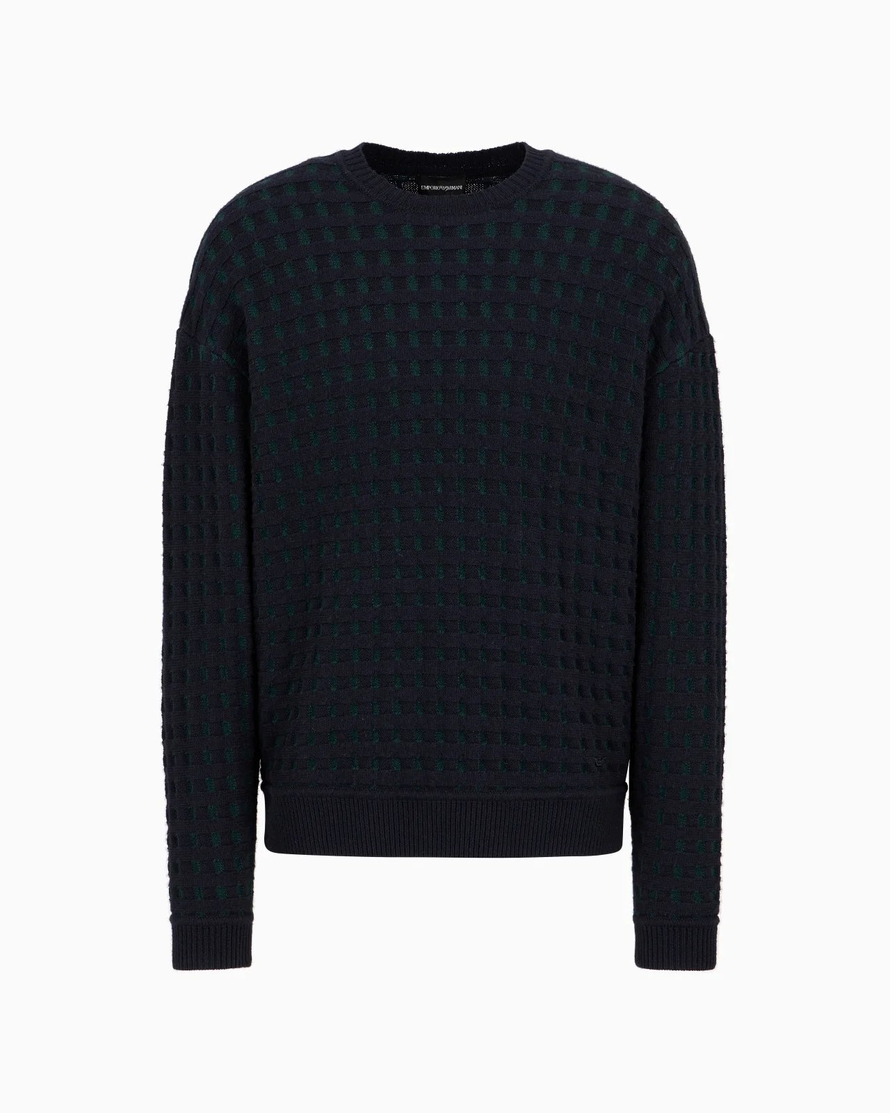 Virgin wool jumper with embossed jacquard motif - 1
