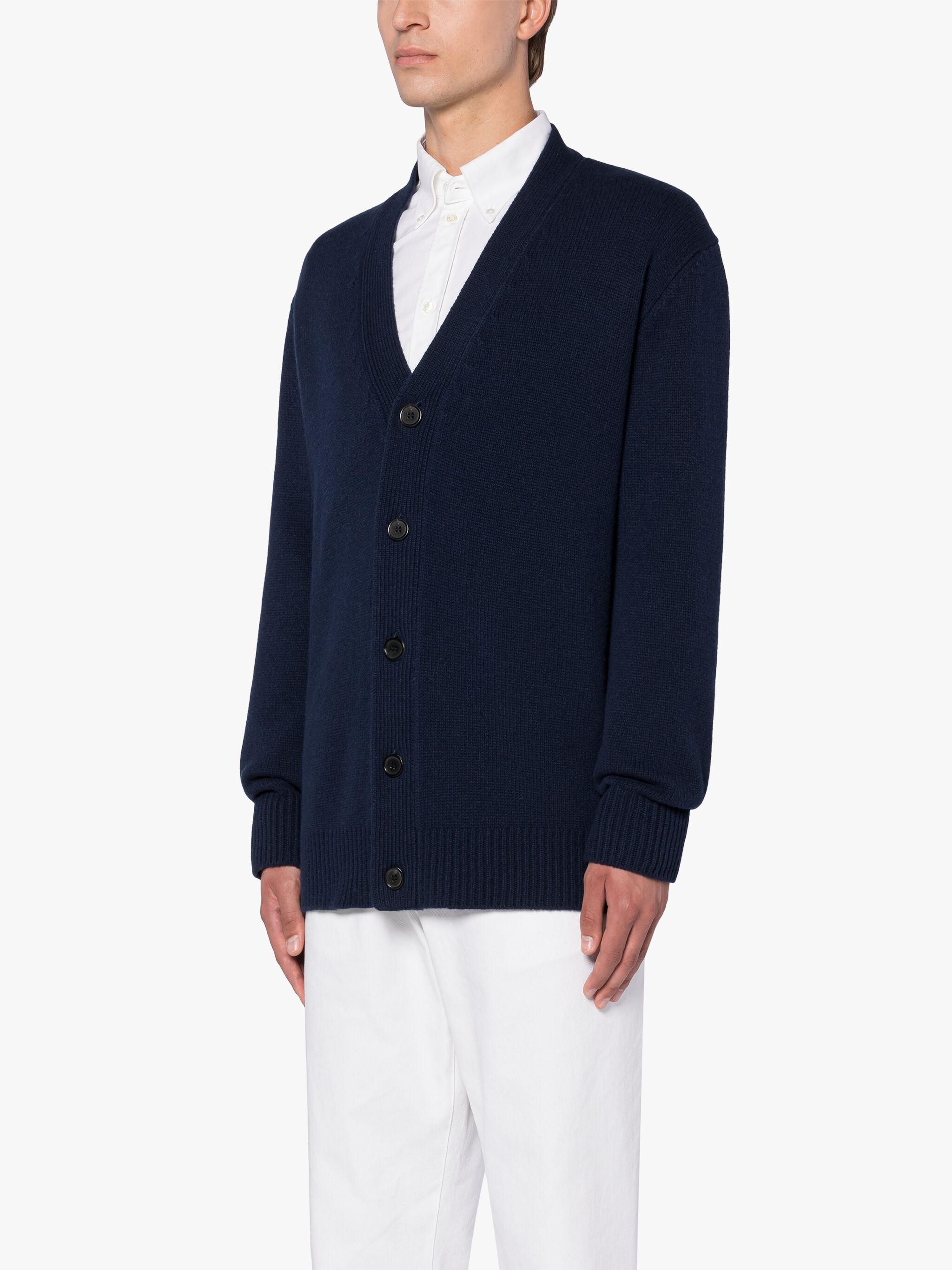 STOCKHOLM DEEP BLUE MERINO WOOL & CASHMERE CARDIGAN - 3