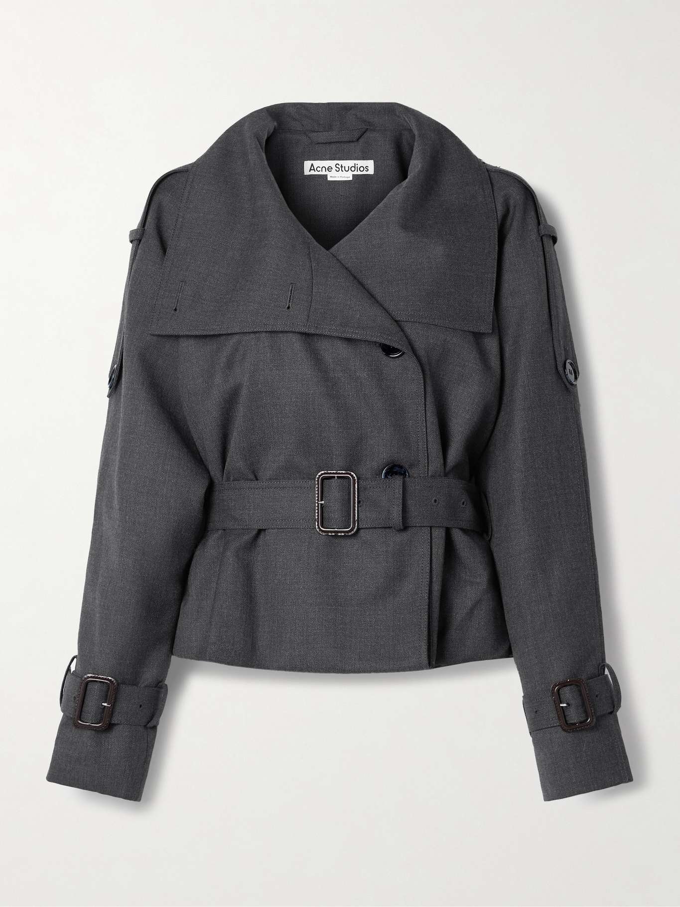 Belted double-breasted woven jacket - 1