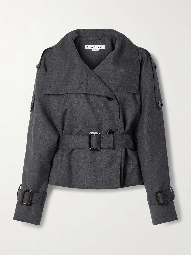 Belted double-breasted woven jacket 1