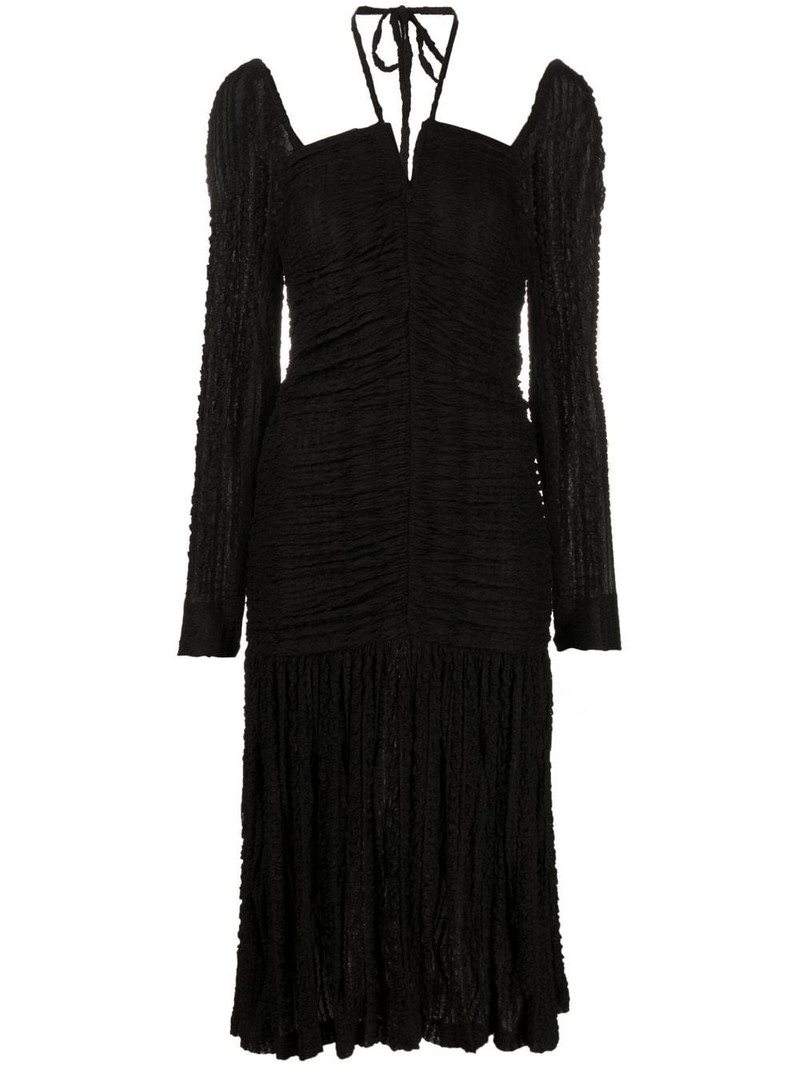 halterneck ruched dress 1