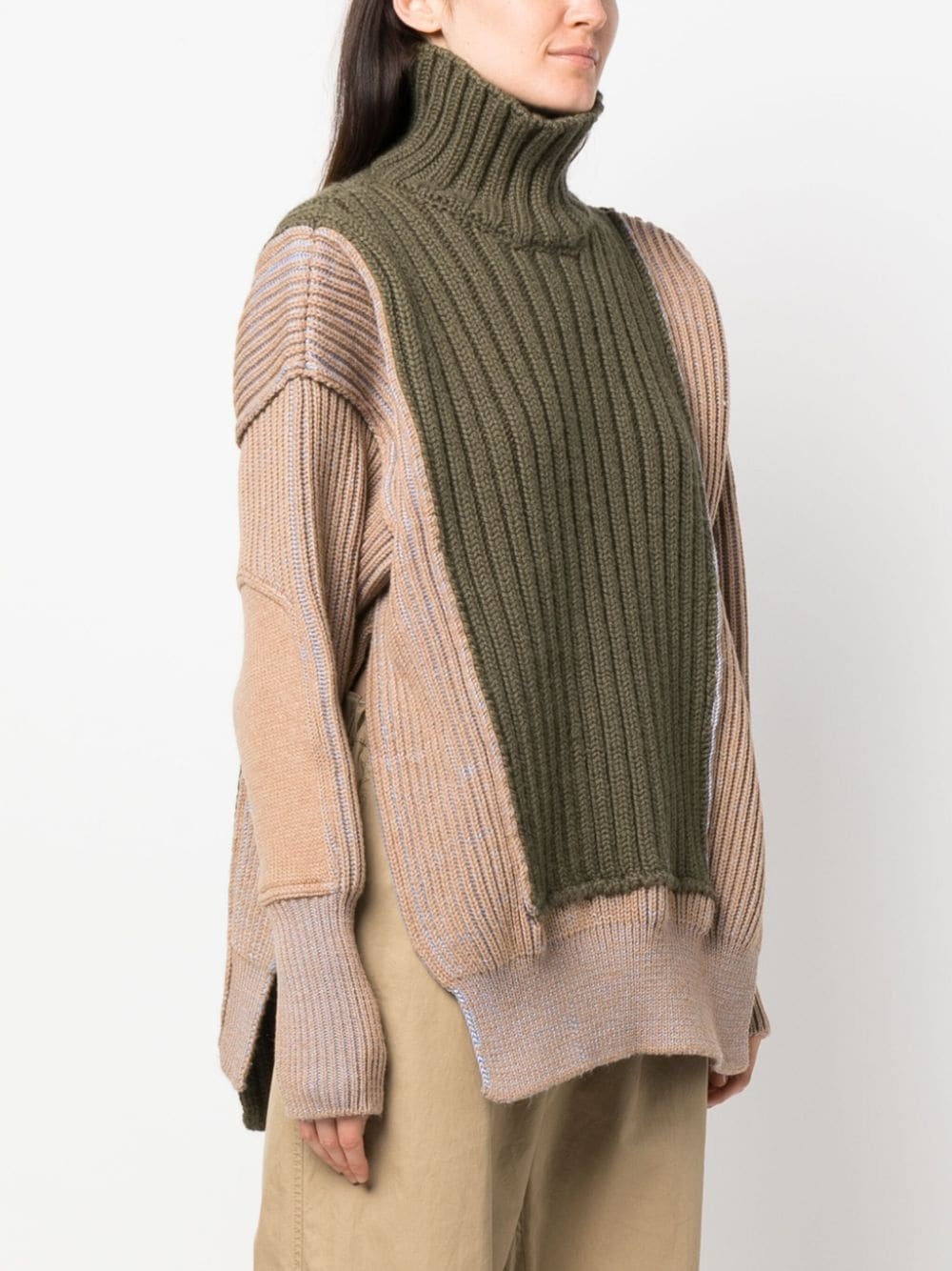 contrasting panel-detail chunky-knit jumper - 3