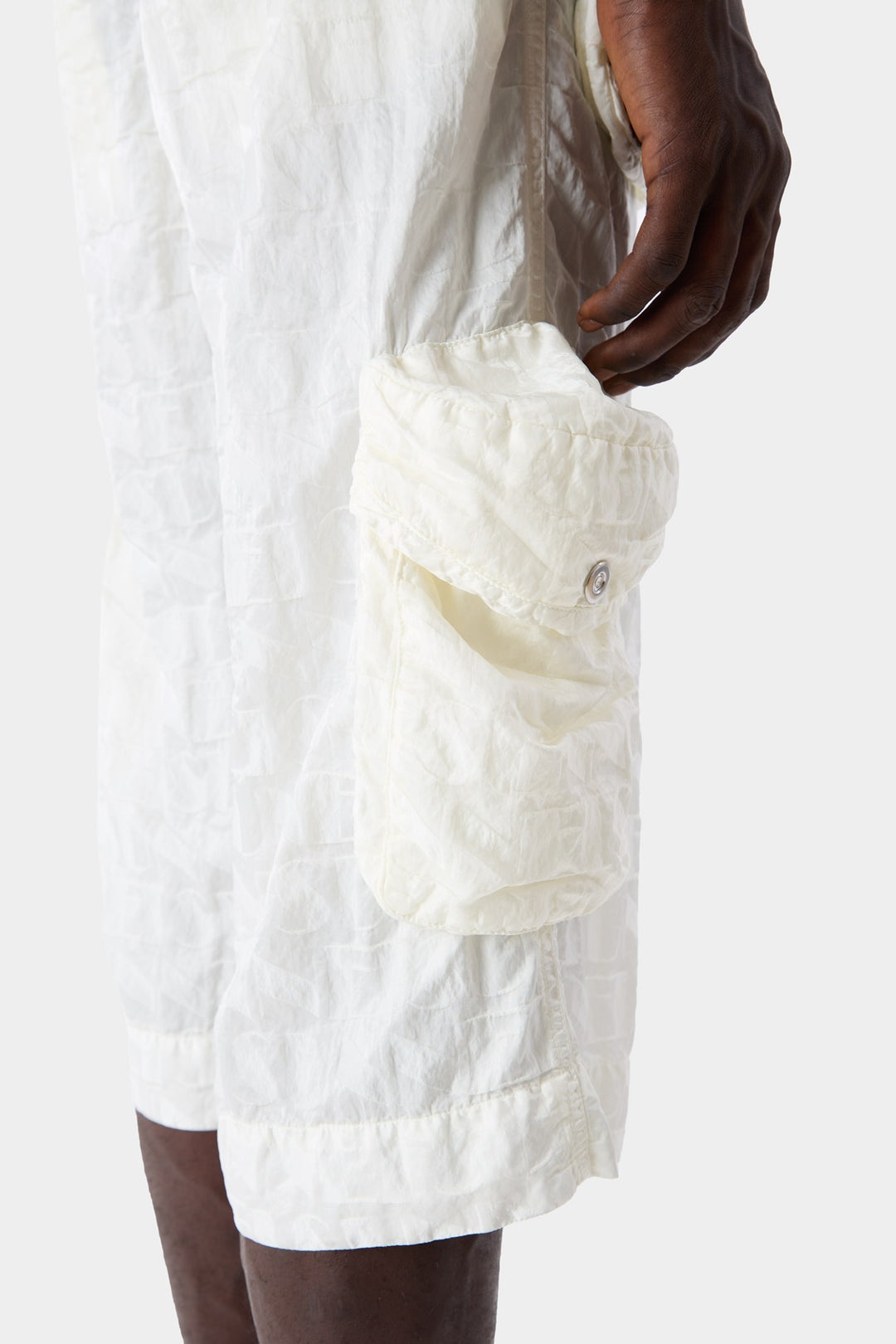 ALLOVER SHORT ELASTIC PANTS / cream - 3