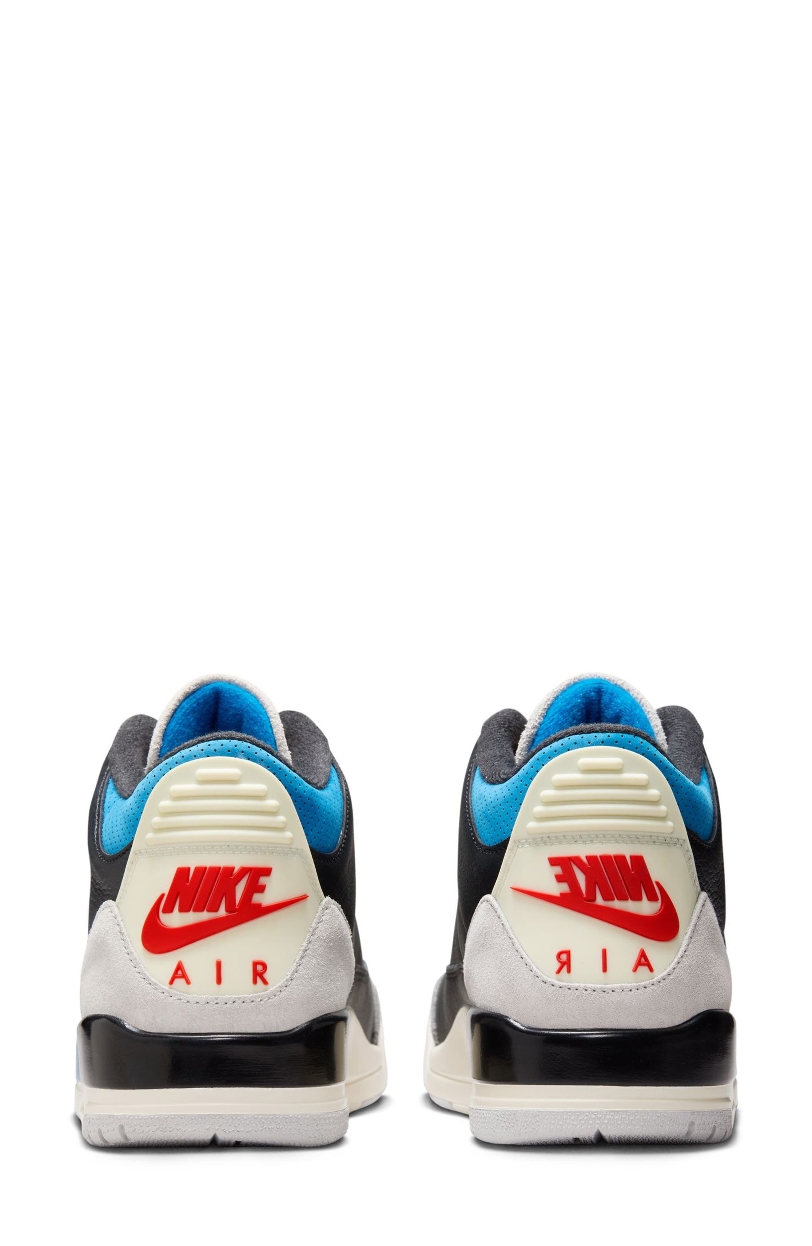 Air Jordan 3 Retro Basketball Sneaker in Black/Chile Red/Neutral Grey at Nordstrom - 6