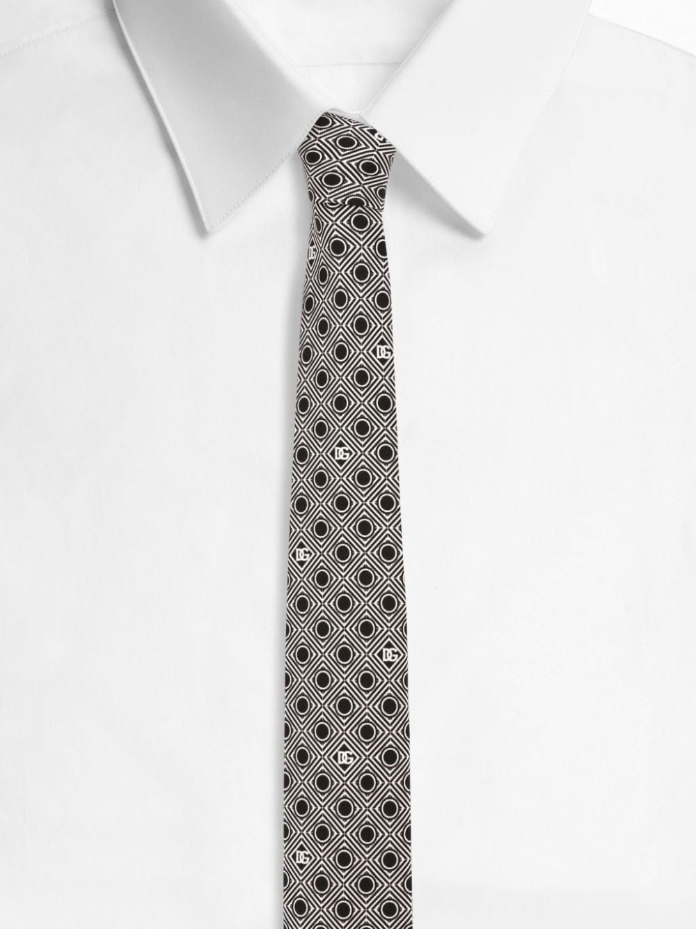 geometric-print silk tie - 3