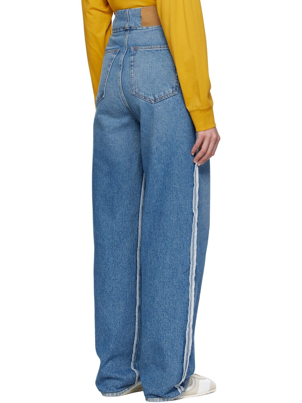 Blue Raw Edge Jeans - 3