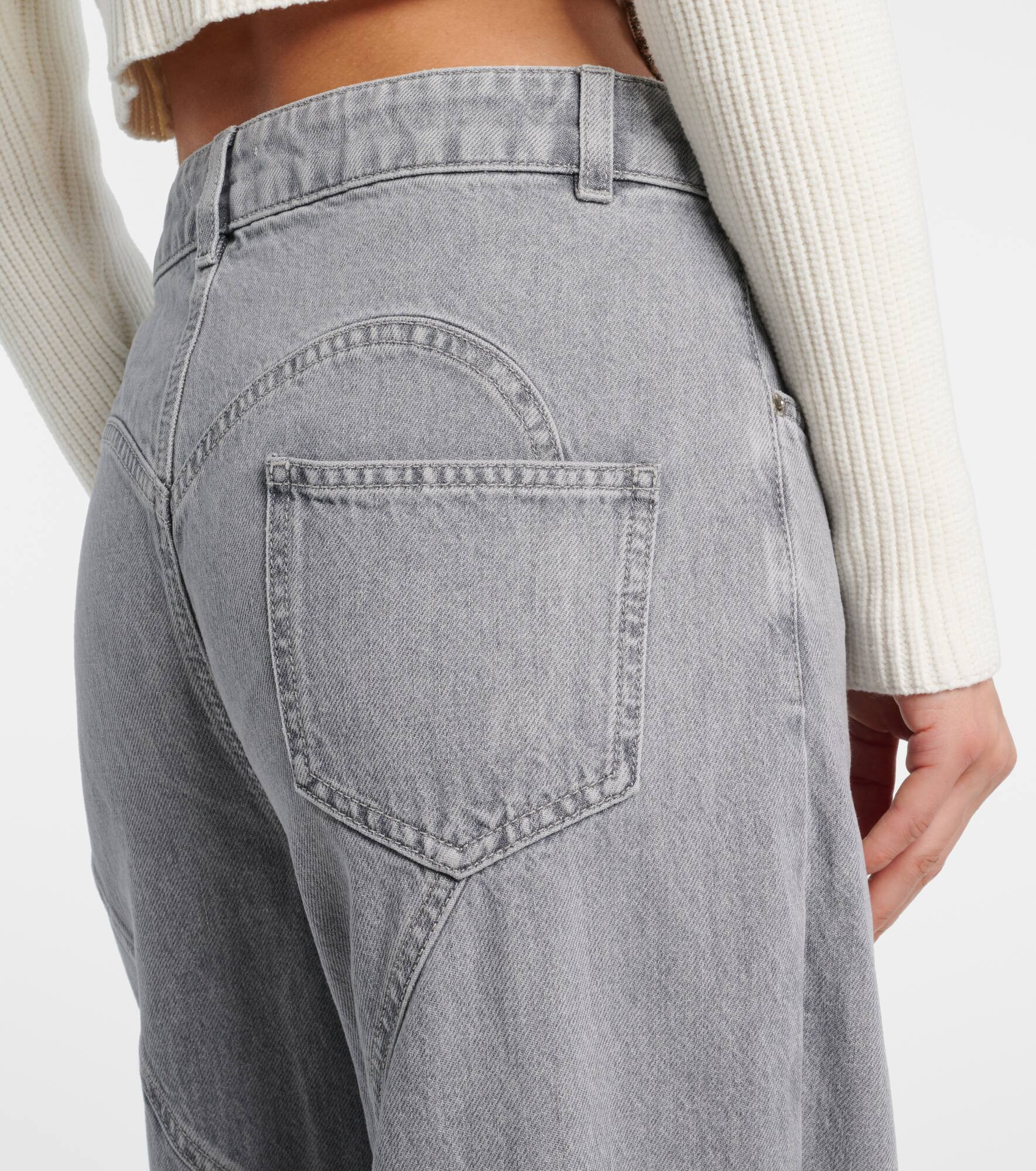Distressed embellished wide-leg jeans - 6