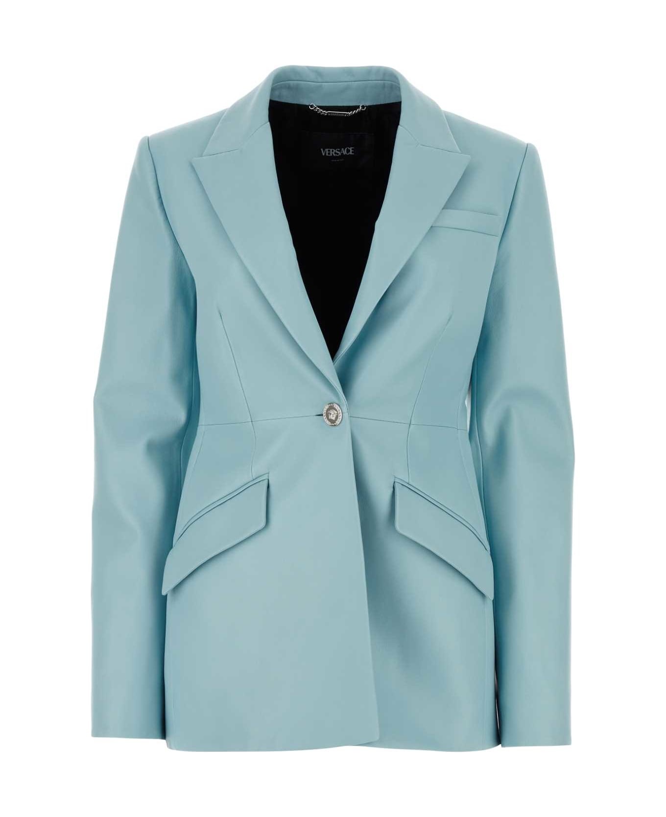 Light-blue Leather Blazer - 1