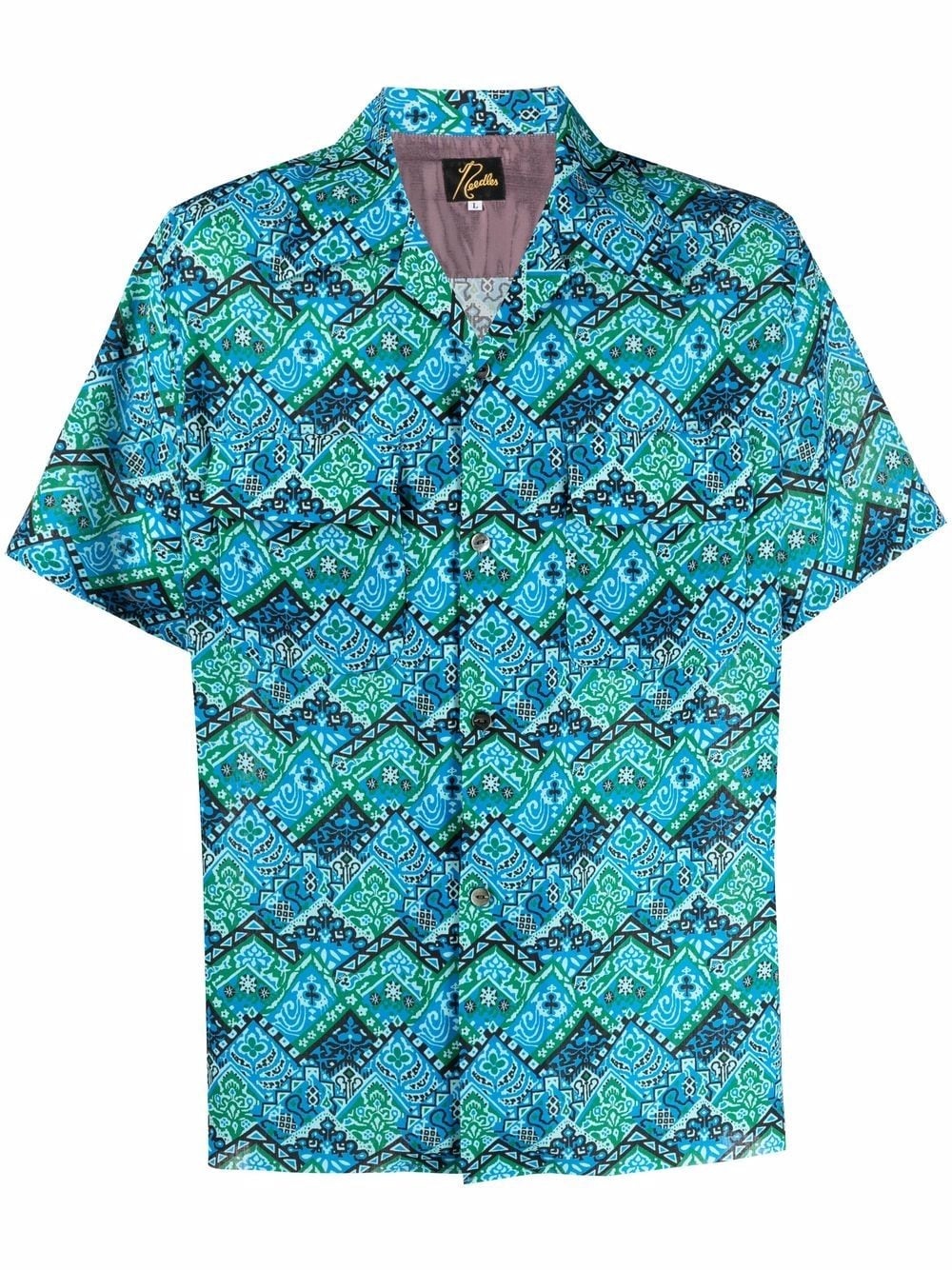 abstract-print short-sleeved shirt - 1