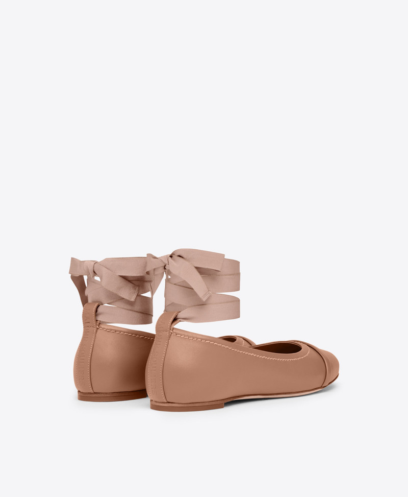 Sabina Blush Leather Flat Pumps 3