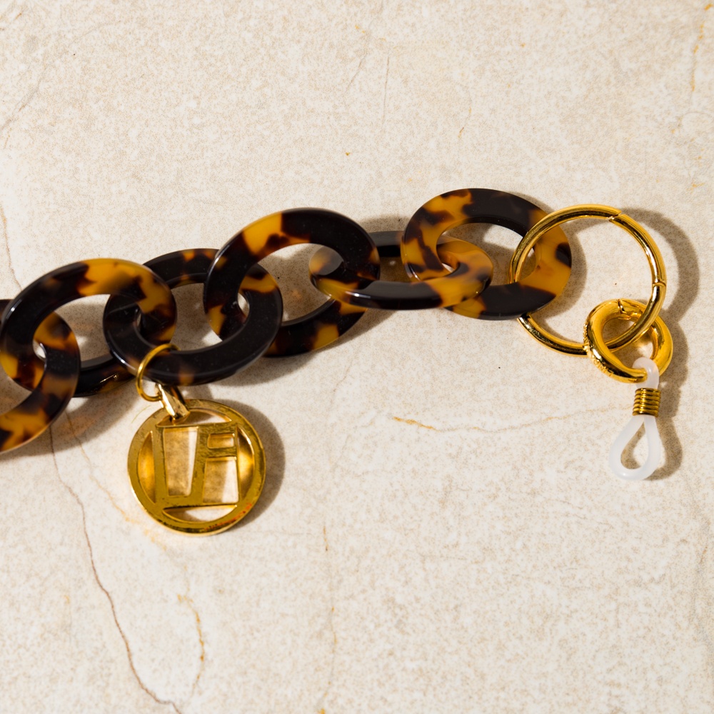 TORTOISESHELL OVAL LINK ACETATE CHAIN - 3