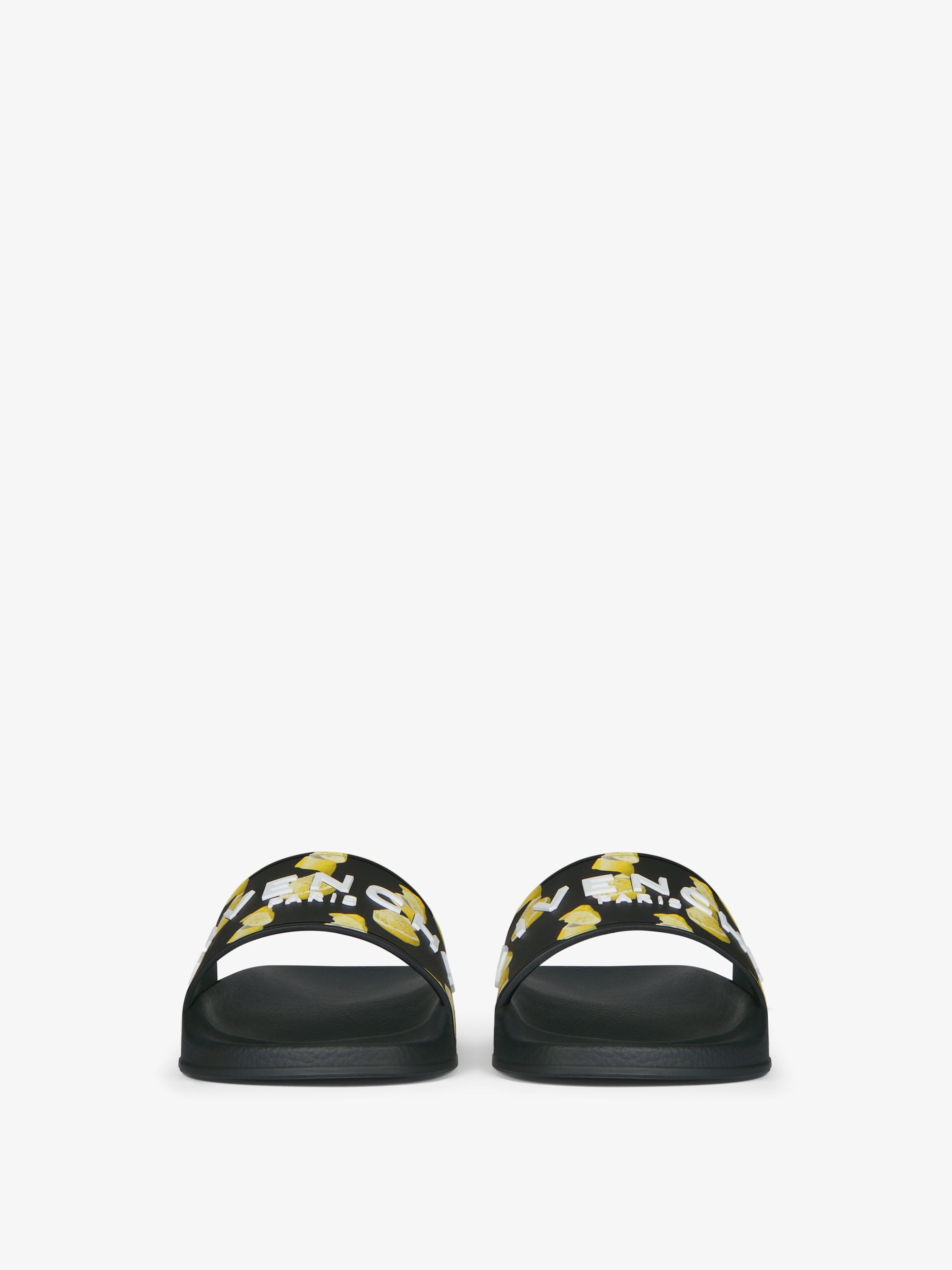SLIDE FLAT SANDALS IN RUBBER WITH LEMONS PRINT - 2