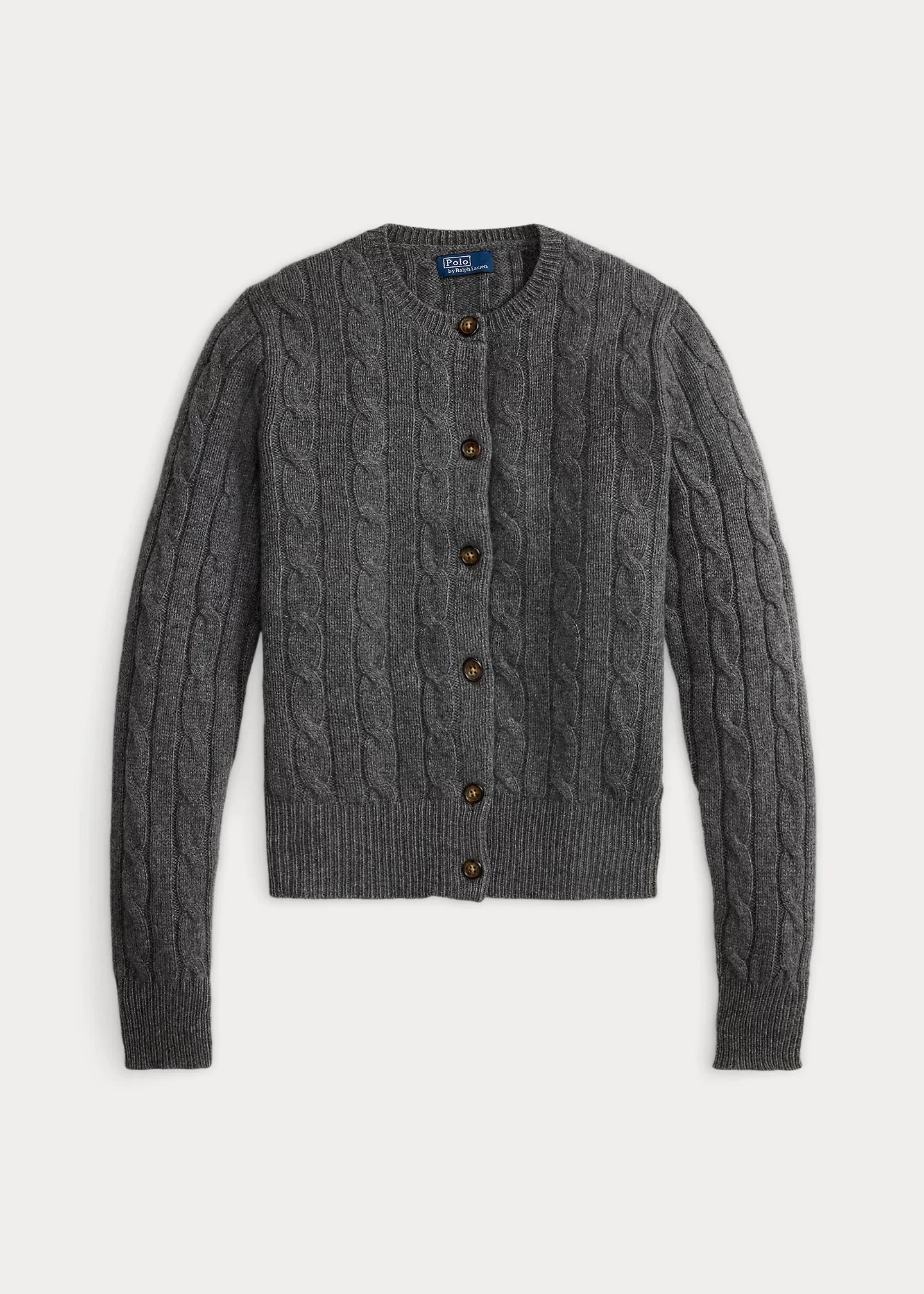 Cable-Knit Cashmere Crewneck Cardigan - 1