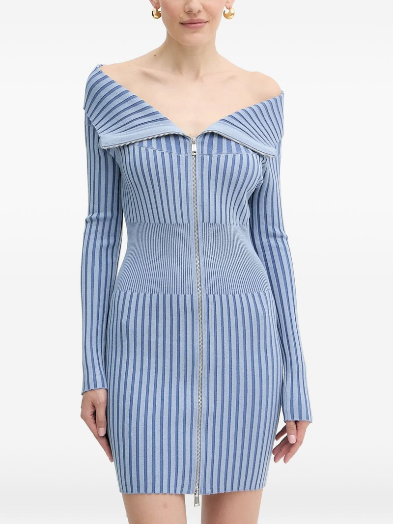 zip ribbed mini dress 1