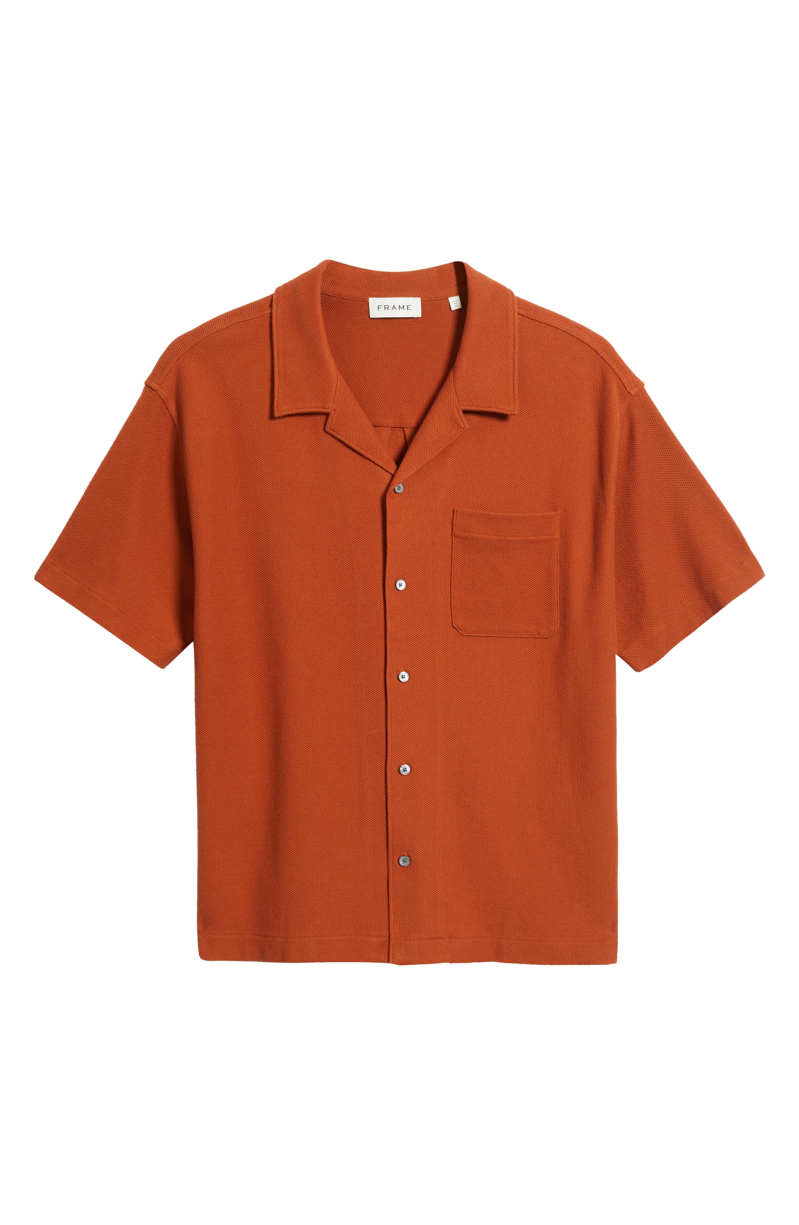 FRAME Relaxed Jacquard Camp Shirt in Dark Orange at Nordstrom - 6