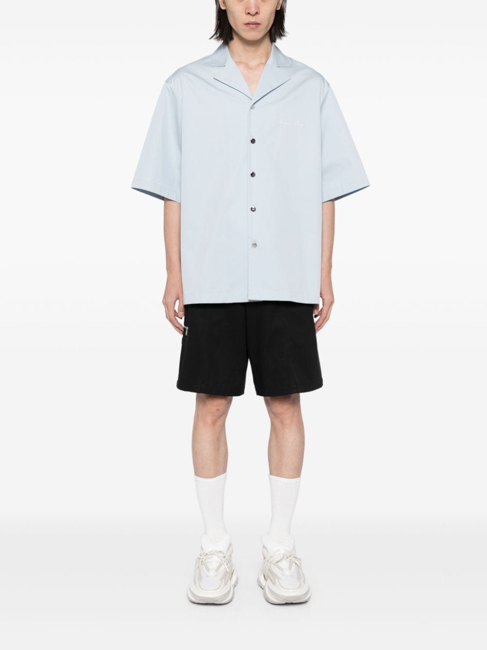 logo-embroidered cotton shirt - 2