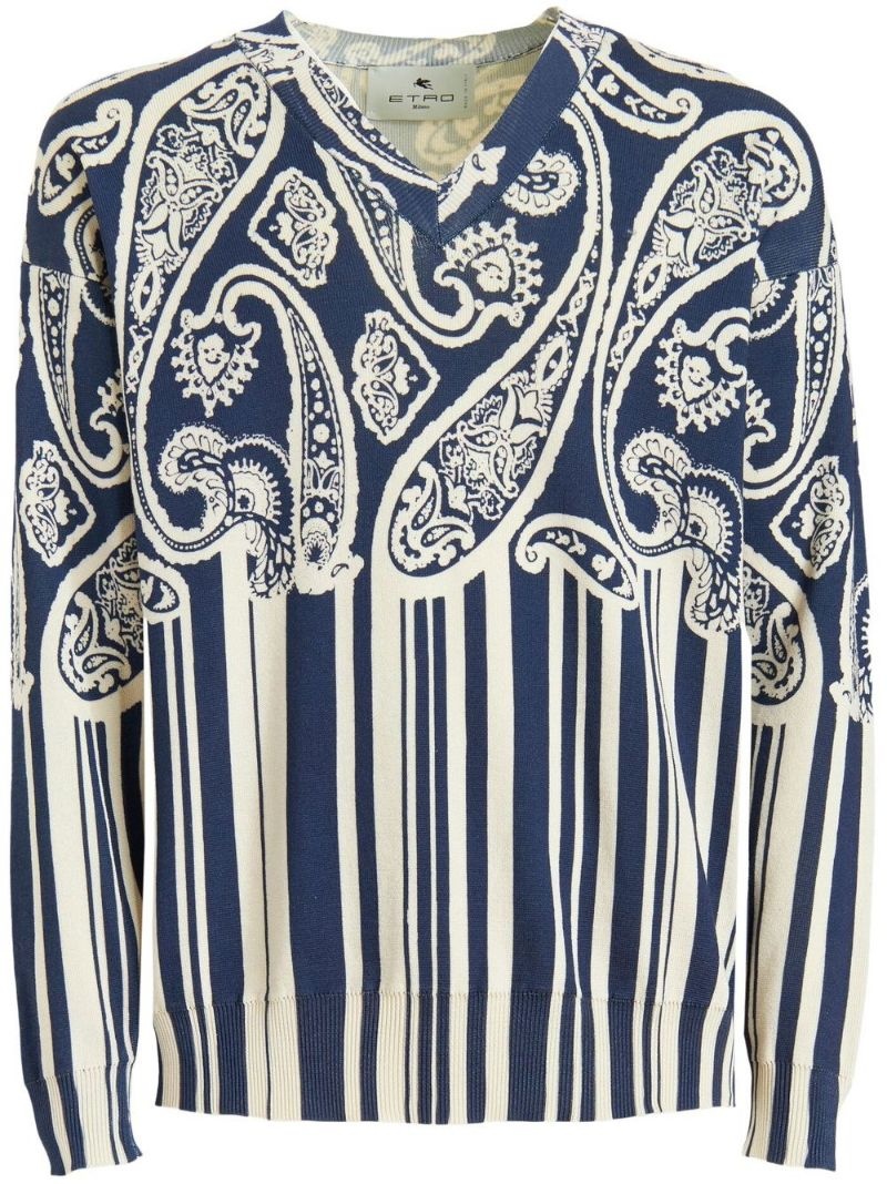 paisley-print V-neck jumper - 1