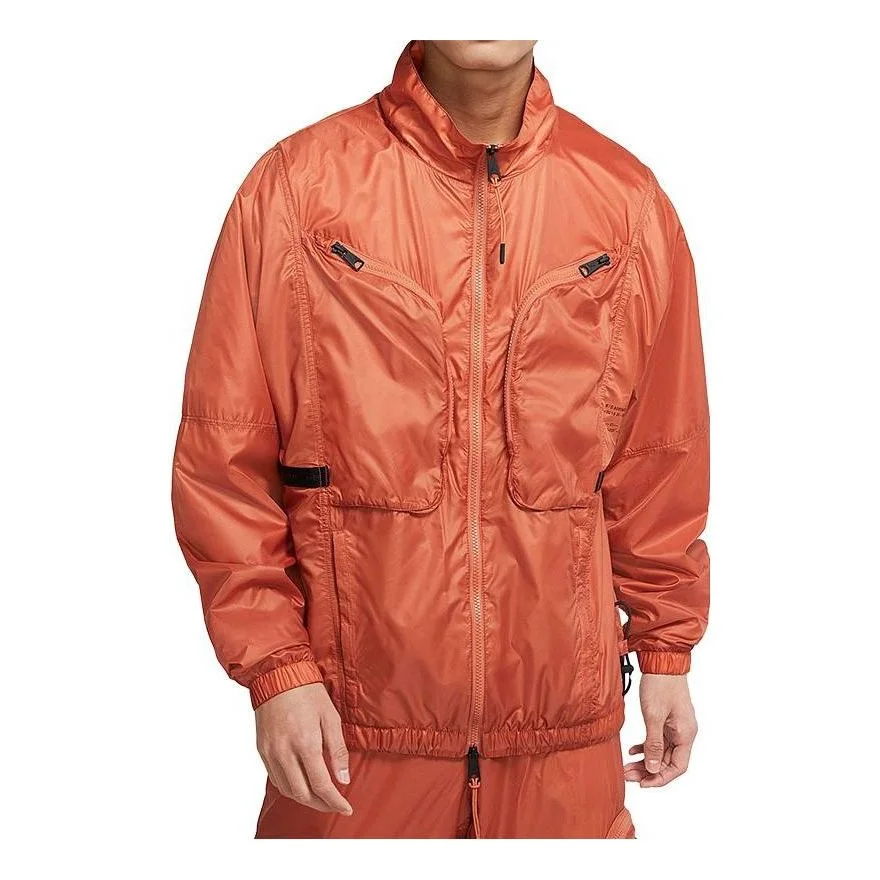 Men's Air Jordan SS22 Solid Color Zipper Stand Collar Jacket Autumn Orange DM1864-872 - 1