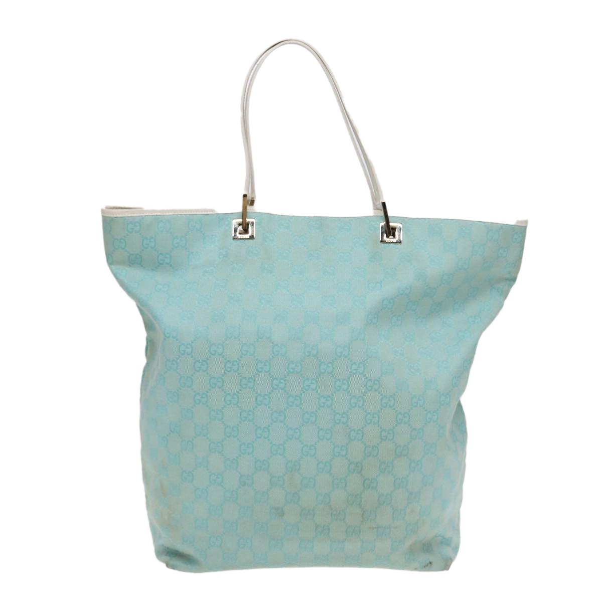 GUCCI GG Canvas Tote Bag Light Blue White Gold 002 002 - 3