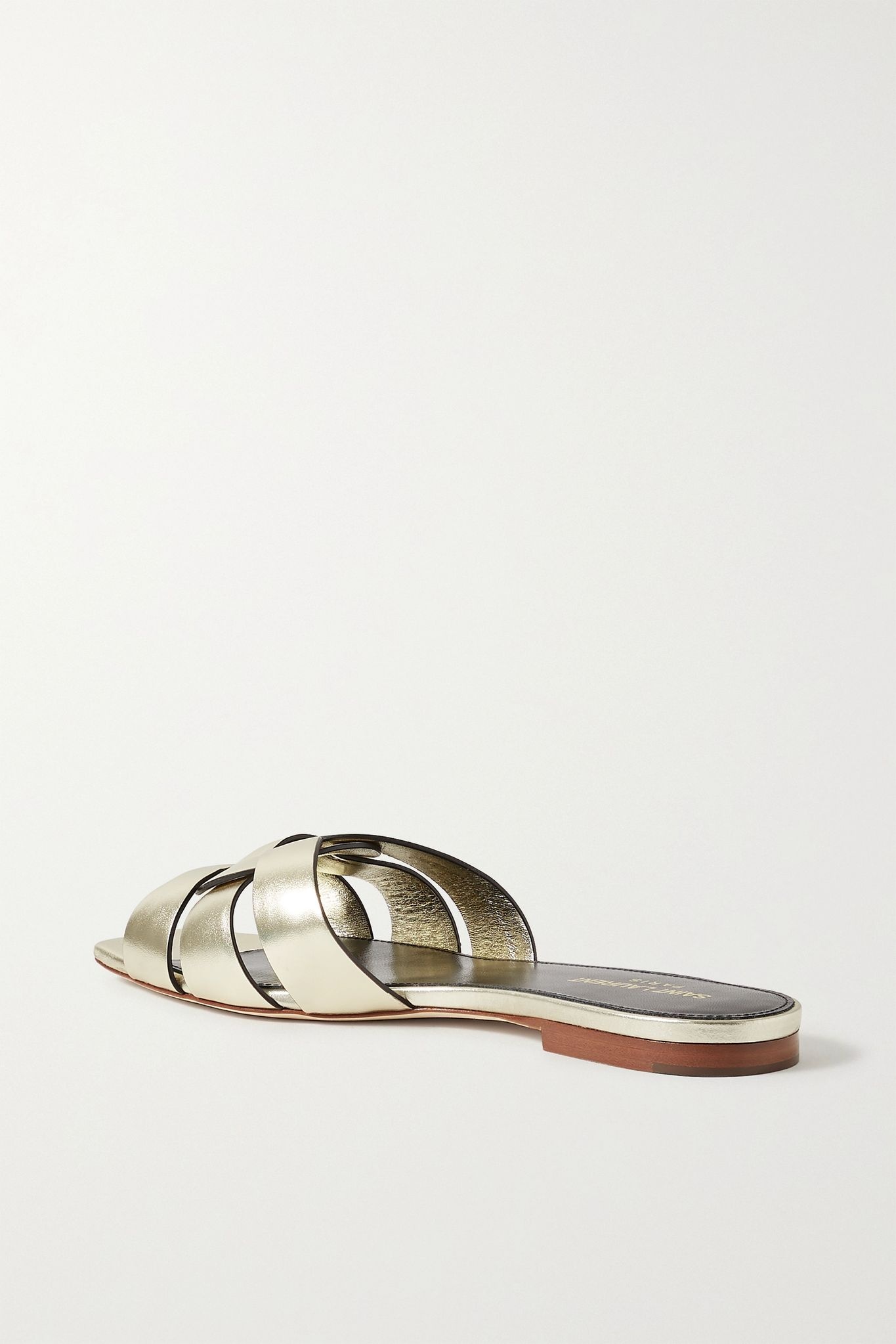 Nu Pieds woven metallic leather slides - 4