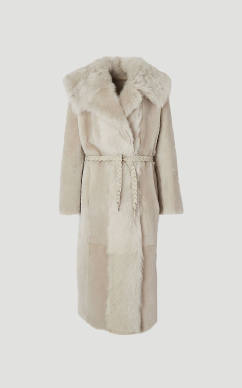Reversible Shearling & Leather Belted Maxi Coat 4